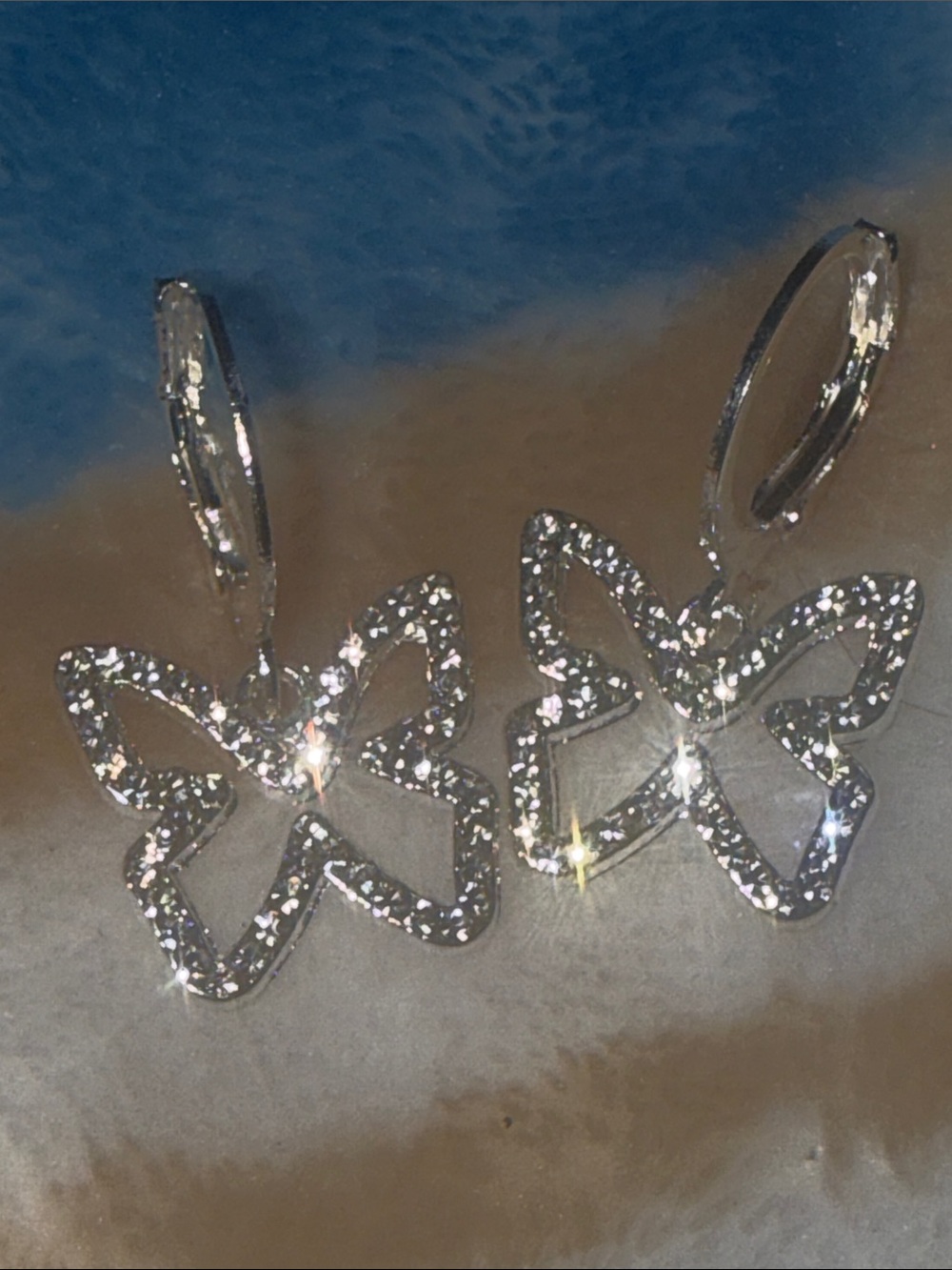 Silver crystal Butterfly dangle Earrings - Women Jewelry NEW